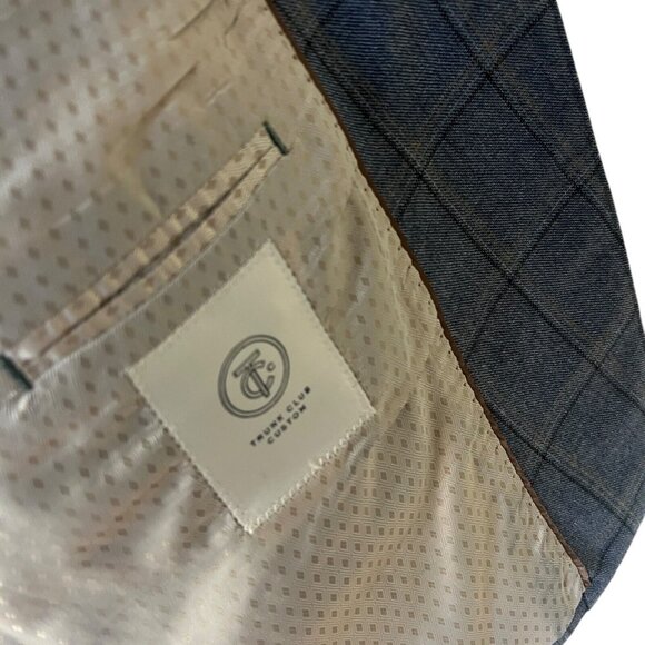 Trunk Club Sport Coat Jacket BESPOKE Wool Windowpane Working cuff Men's 44L - Picture 7 of 10